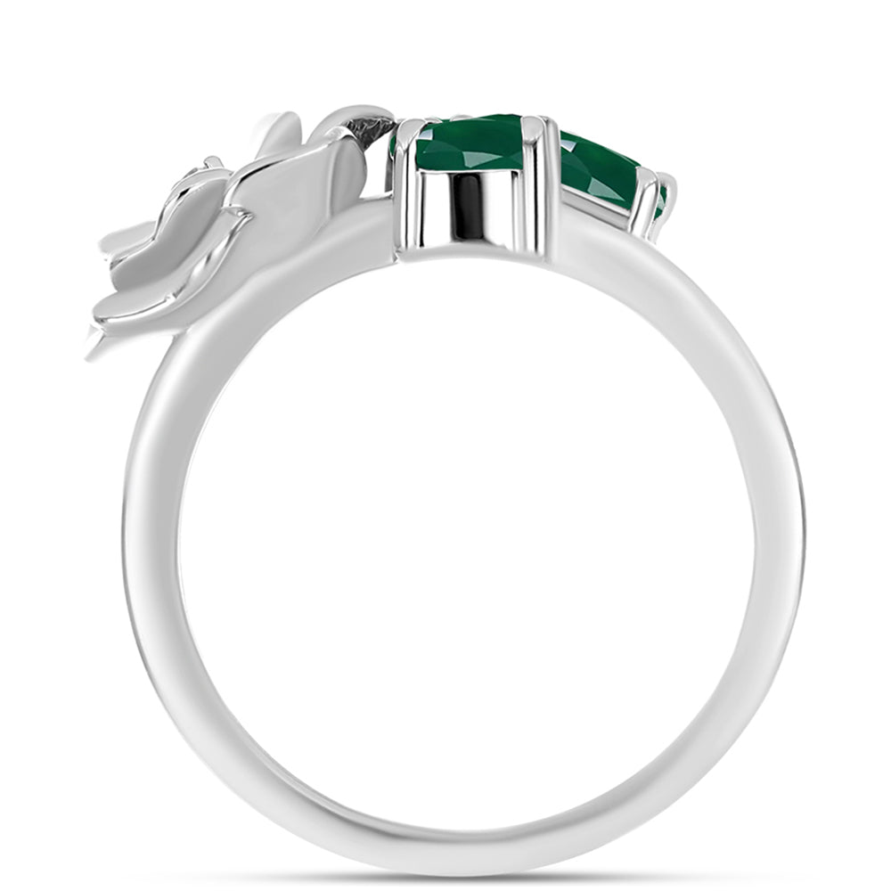 Anillo de Plata con Calcedonia Verde y Topacio Blanco