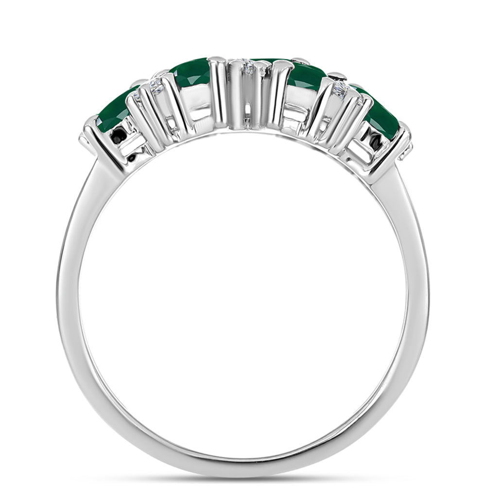 Anillo de Plata con Calcedonia Verde y Topacio Blanco 2 