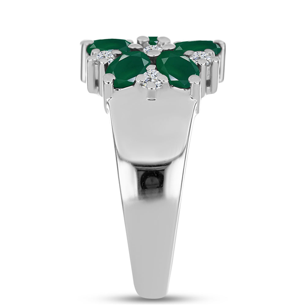 Anillo de Plata con Calcedonia Verde y Topacio Blanco