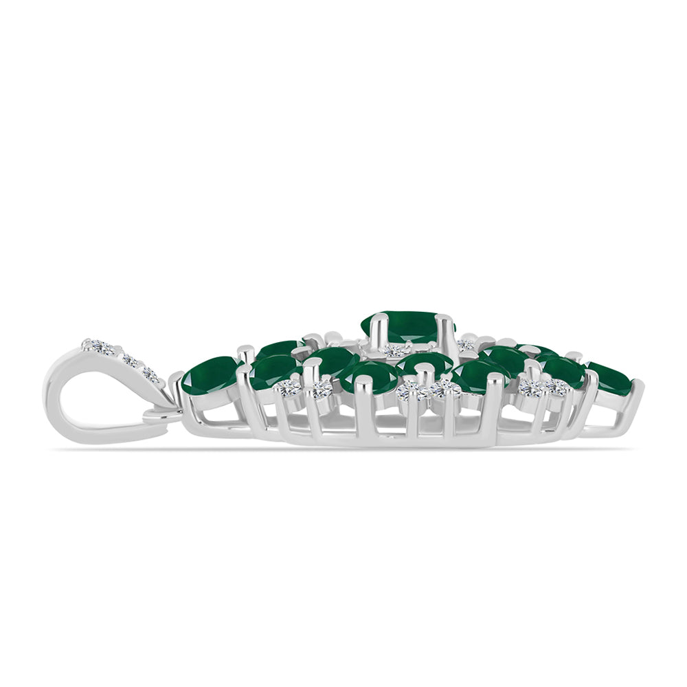 Colgante de Plata con Calcedonia Verde y Topacio Blanco