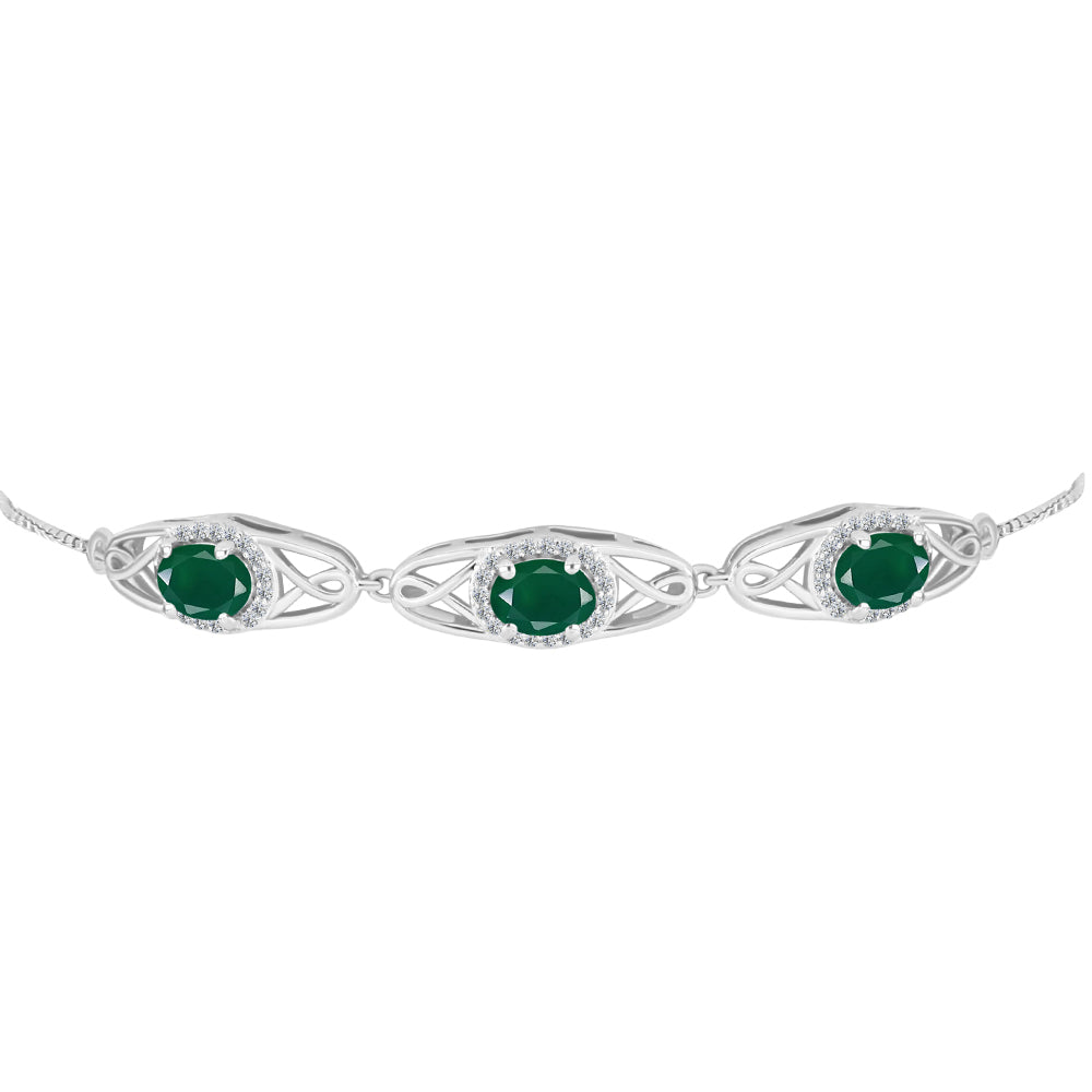 Pulsera de Plata con Ágata verde de Spruce Pine y Topacio Blanco 2 