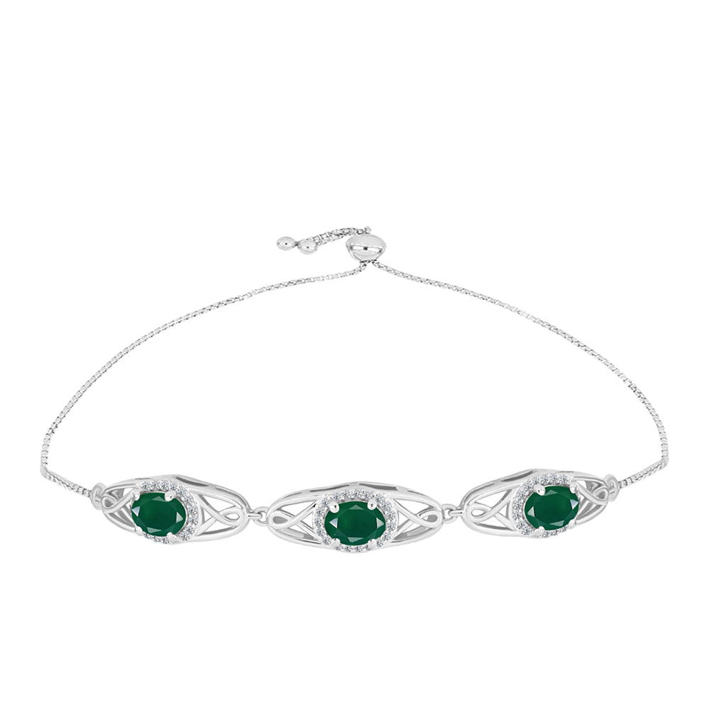 Pulsera de Plata con Ágata verde de Spruce Pine y Topacio Blanco 1 