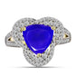 Anillo de Plata Bañada en Oro con Ágata azul y Topacio Blanco