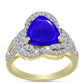 Anillo de Plata Bañada en Oro con Ágata azul y Topacio Blanco