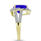 Anillo de Plata Bañada en Oro con Ágata azul y Topacio Blanco