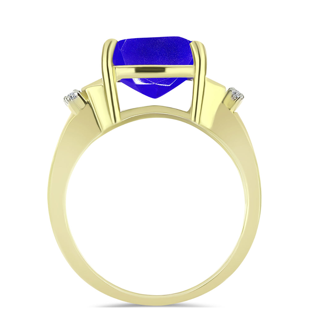 Anillo de Plata Bañada en Oro con Ágata azul y Topacio Blanco