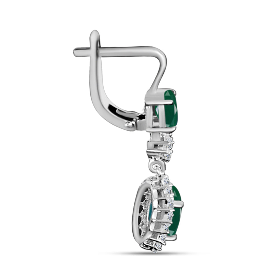 Pendientes de Plata con Calcedonia Verde y Topacio Blanco