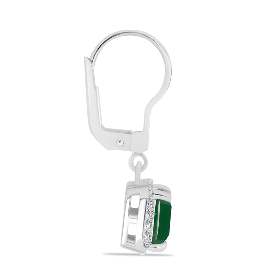 Pendientes de Plata con Calcedonia Verde y Topacio Blanco 2 