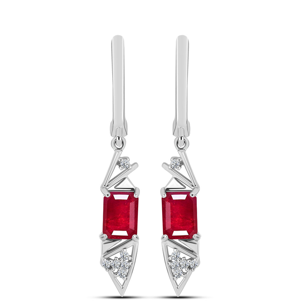 Pendientes de Plata con Rubí de Madagascar y Topacio Blanco