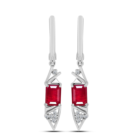 Pendientes de Plata con Rubí de Madagascar y Topacio Blanco