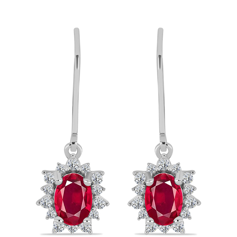 Pendientes de Plata con Rubí de Madagascar y Topacio Blanco 1 