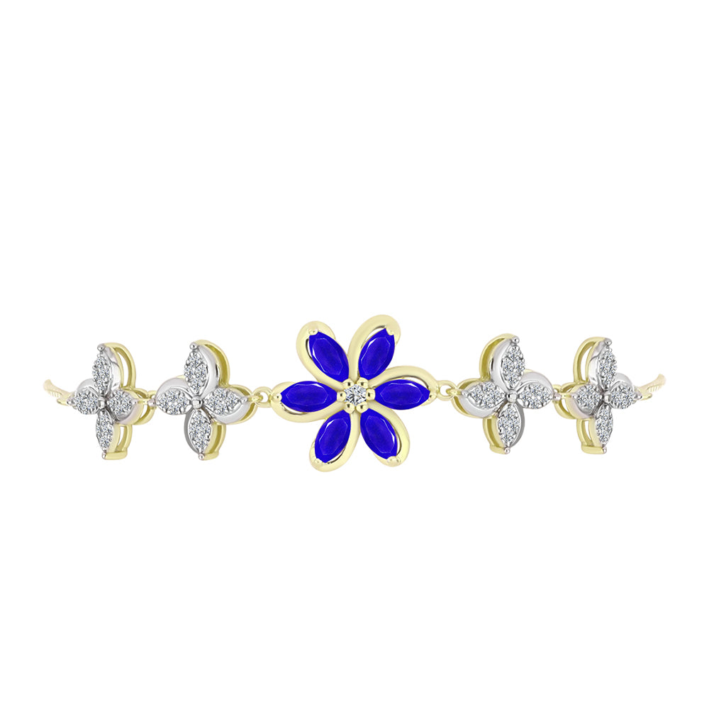 Pulsera de Plata Bañada en Oro con Ágata azul y Topacio Blanco