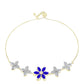 Pulsera de Plata Bañada en Oro con Ágata azul y Topacio Blanco