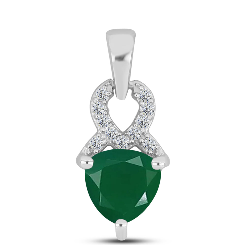 Colgante de Plata con Calcedonia Verde y Topacio Blanco 1 