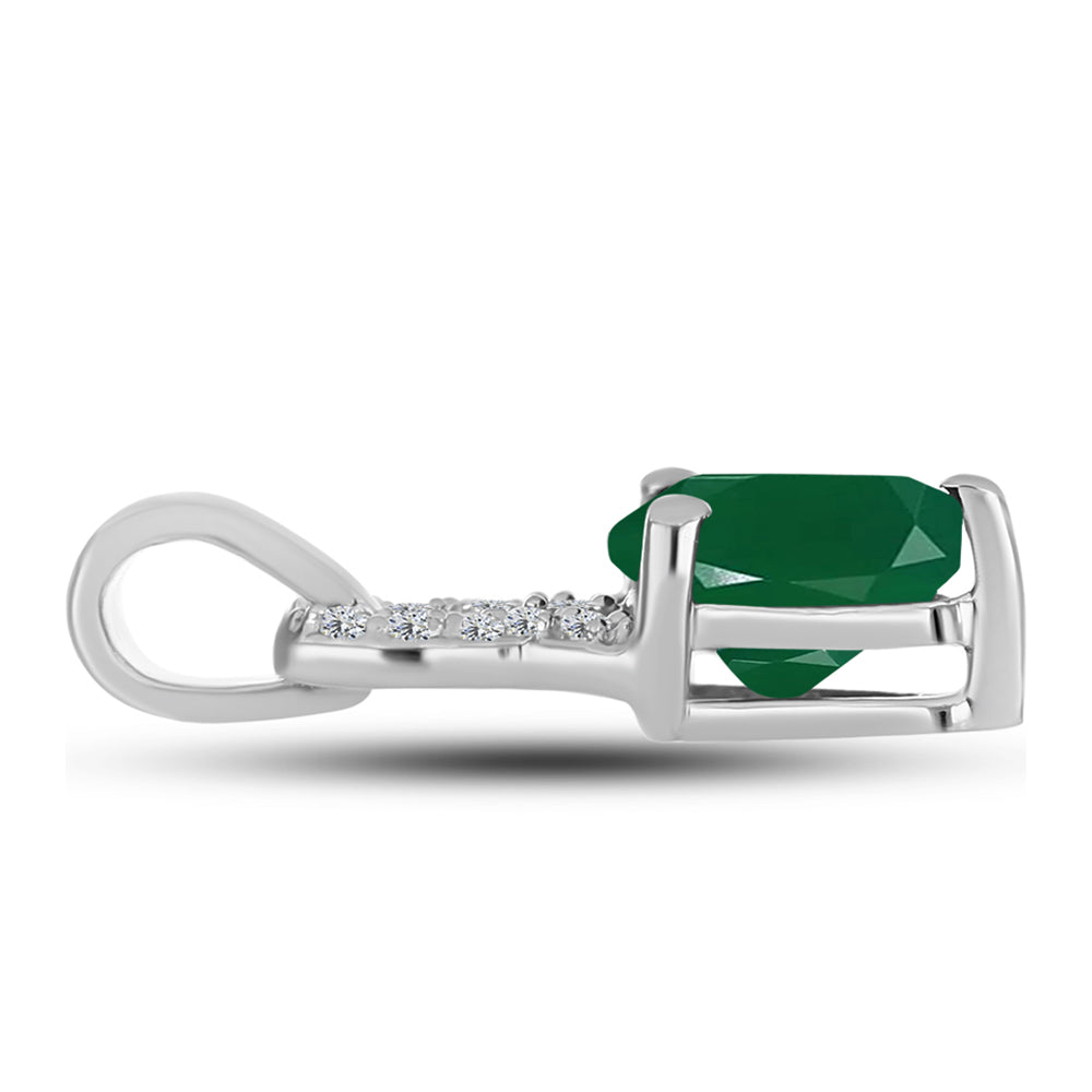 Colgante de Plata con Calcedonia Verde y Topacio Blanco