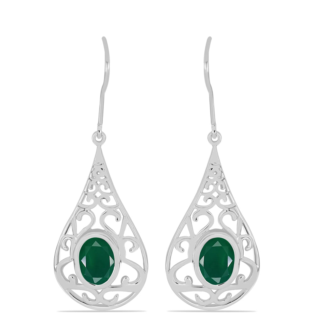 Pendientes de Plata con Calcedonia Verde 1 