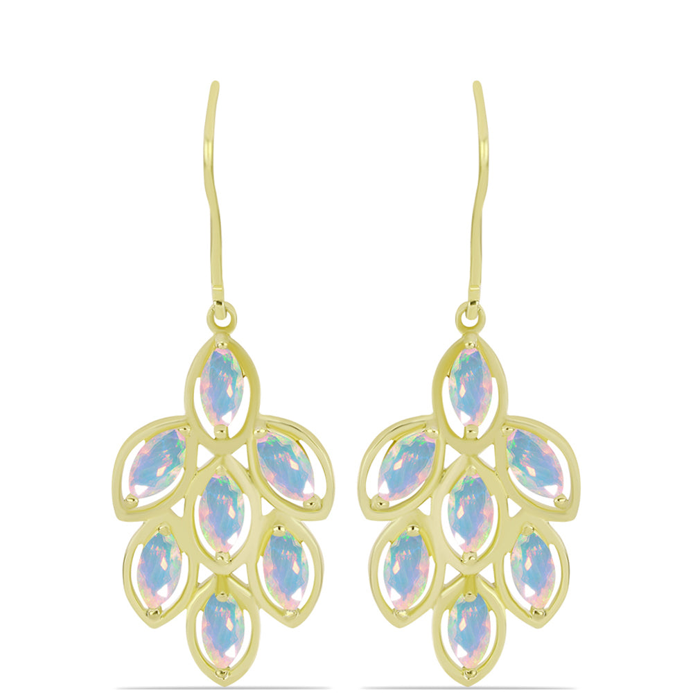 Pendientes de Plata Bañada en Oro con Ópalo Welo