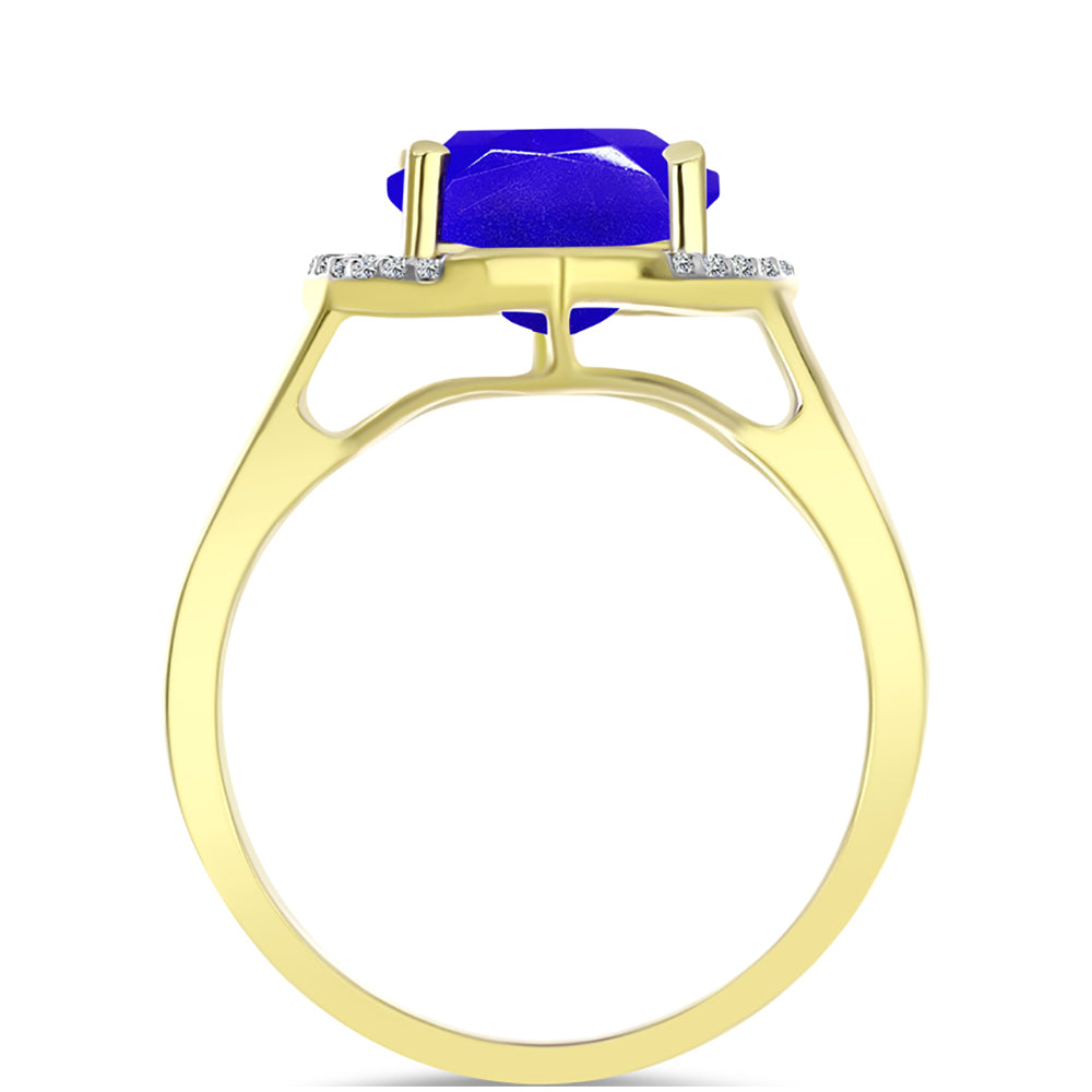 Anillo de Plata Bañada en Oro con Ágata azul y Topacio Blanco 2 