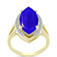 Anillo de Plata Bañada en Oro con Ágata azul y Topacio Blanco