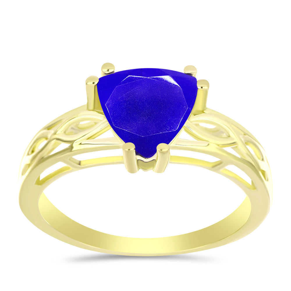 Anillo de Plata Bañada en Oro con Ágata azul