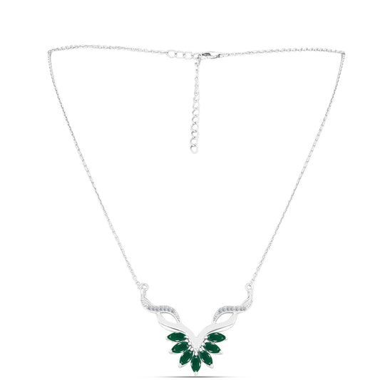 Collar de Plata con Calcedonia Verde y Topacio Blanco