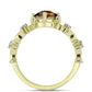 Anillo de Plata Bañada en Oro con Cuarzo Coñac y Topacio Blanco