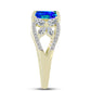 Anillo de Plata Bañada en Oro con Cuarzo Pavo Real y Topacio Blanco