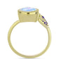 Anillo de Plata Bañada en Oro con Piedra Lunar Arco Iris y Amatista de Marruecos