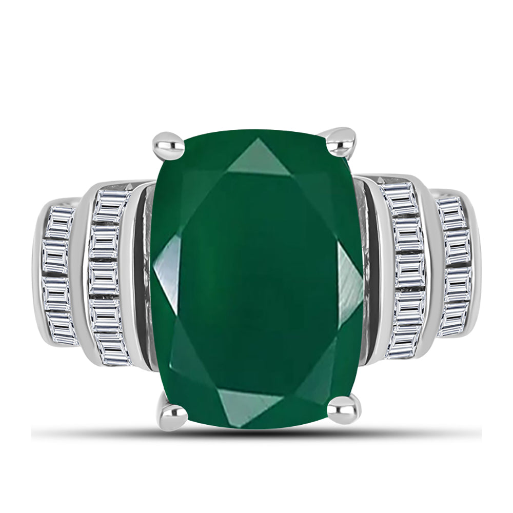 Anillo de Plata con Calcedonia Verde y Zircón Blanco