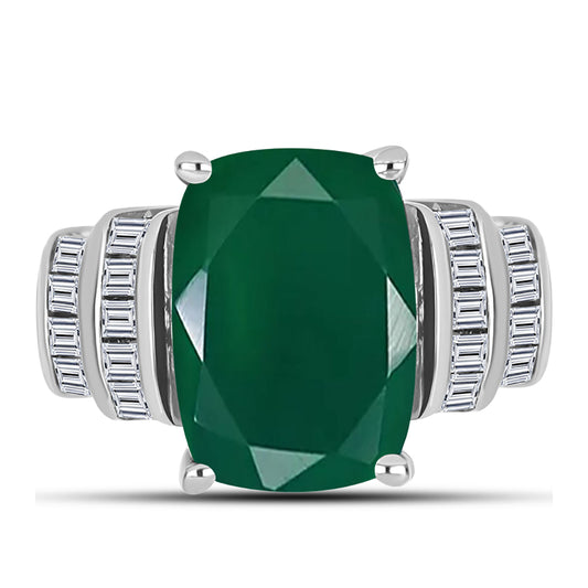 Anillo de Plata con Calcedonia Verde y Zircón Blanco
