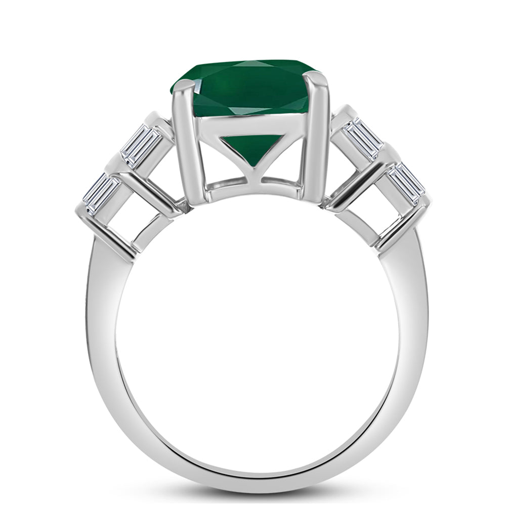 Anillo de Plata con Calcedonia Verde y Zircón Blanco 2 