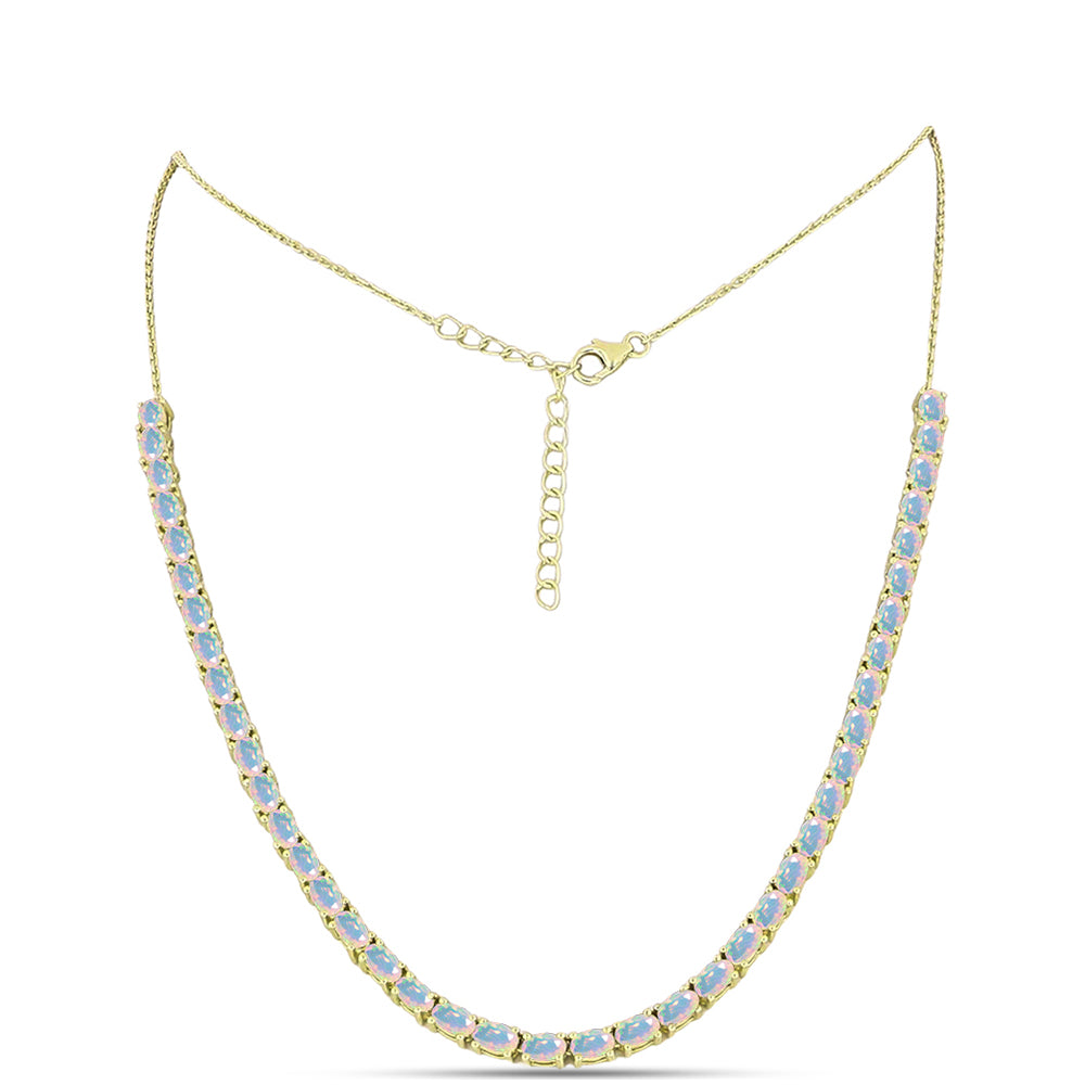 Collar de Plata Bañada en Oro con Ópalo Welo 1 