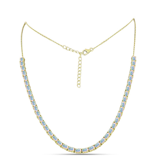 Collar de Plata Bañada en Oro con Ópalo Welo
