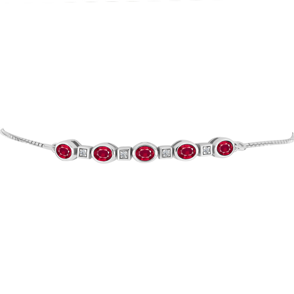Pulsera de Plata con Rubí de Madagascar y Topacio Blanco 2 