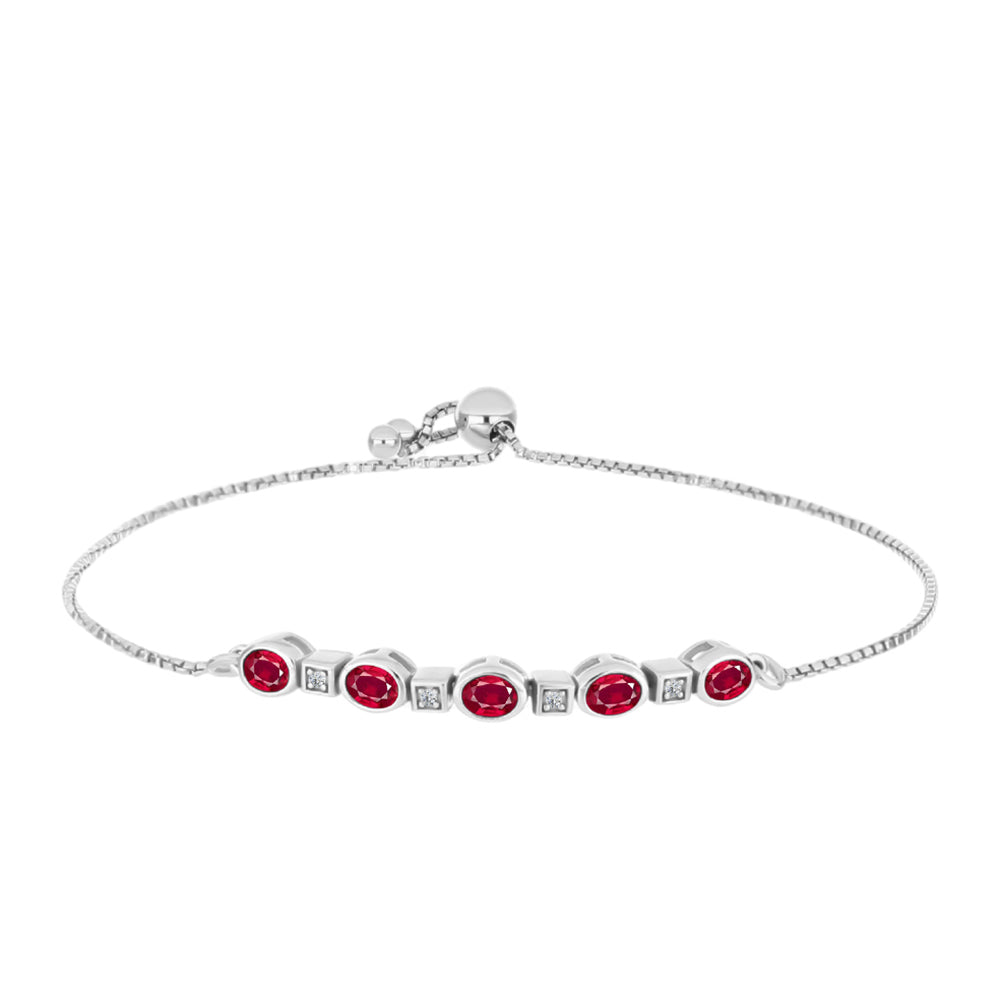 Pulsera de Plata con Rubí de Madagascar y Topacio Blanco