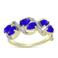 Anillo de Plata Bañada en Oro con Ágata azul y Topacio Blanco