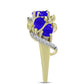 Anillo de Plata Bañada en Oro con Ágata azul y Topacio Blanco