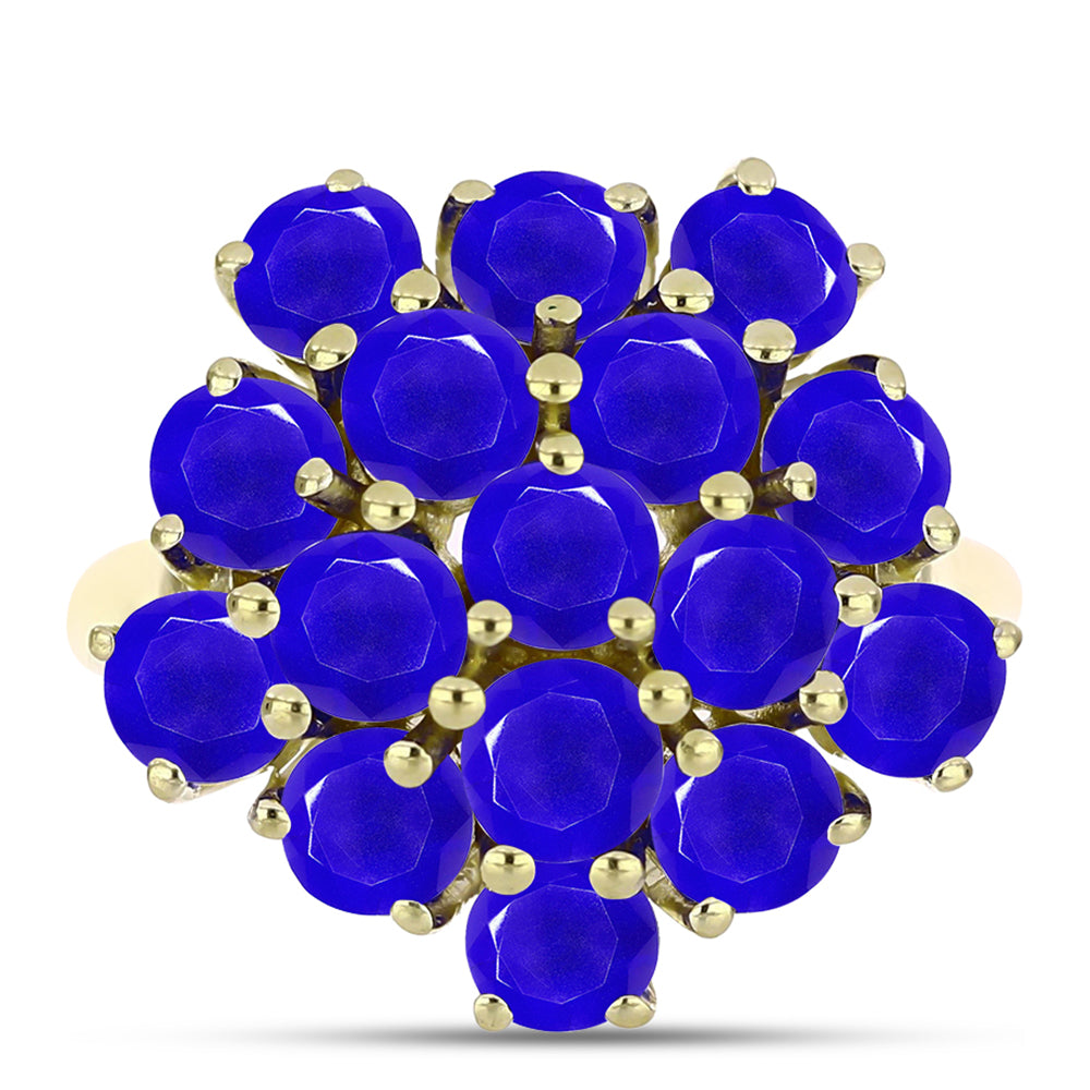 Anillo de Plata Bañada en Oro con Ágata azul 1 