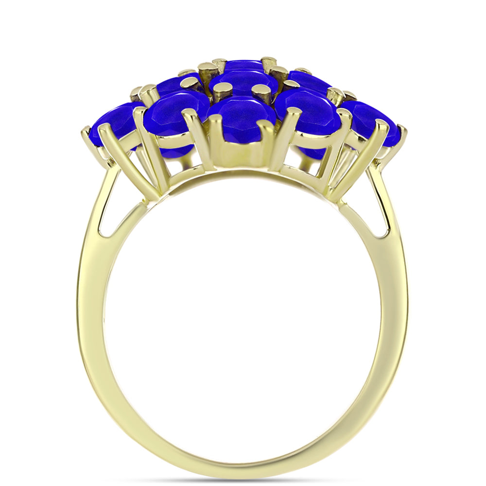Anillo de Plata Bañada en Oro con Ágata azul