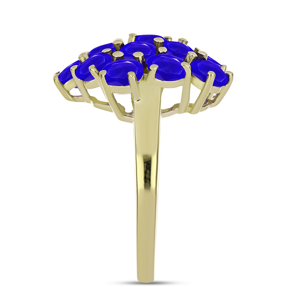 Anillo de Plata Bañada en Oro con Ágata azul
