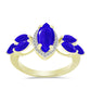 Anillo de Plata Bañada en Oro con Ágata azul y Topacio Blanco