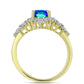 Anillo de Plata Bañada en Oro con Cuarzo Pavo Real y Topacio Blanco