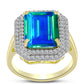 Anillo de Plata Bañada en Oro con Cuarzo Pavo Real y Topacio Blanco