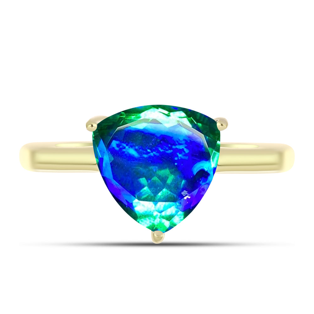 Anillo de Plata Bañada en Oro con Cuarzo Pavo Real 1 