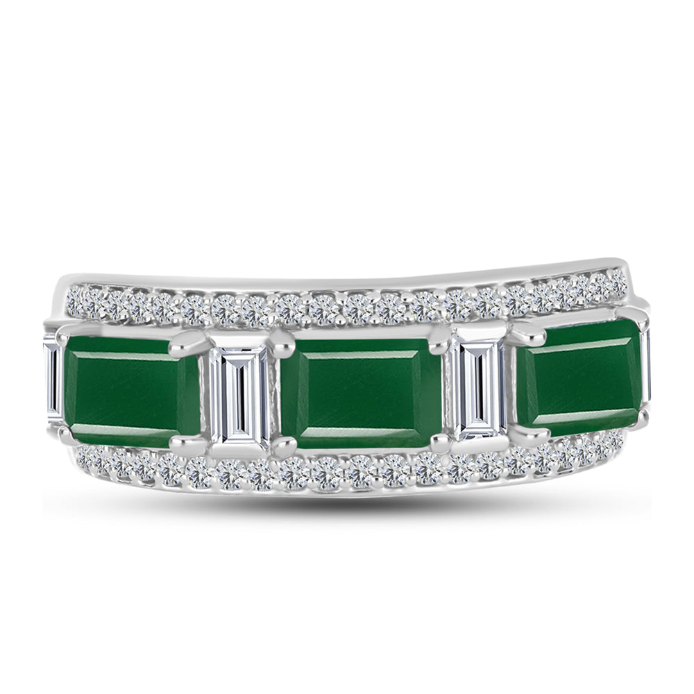 Anillo de Plata con Calcedonia Verde y Topacio Blanco 1 