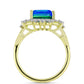 Anillo de Plata Bañada en Oro con Cuarzo Pavo Real y Topacio Blanco