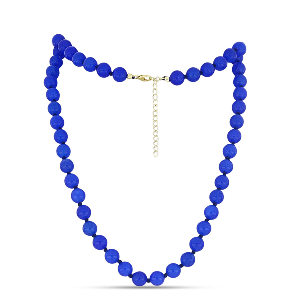 Collar de Plata Bañada en Oro con Ágata azul