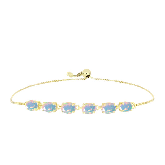 Pulsera de Plata Bañada en Oro con Ópalo Welo
