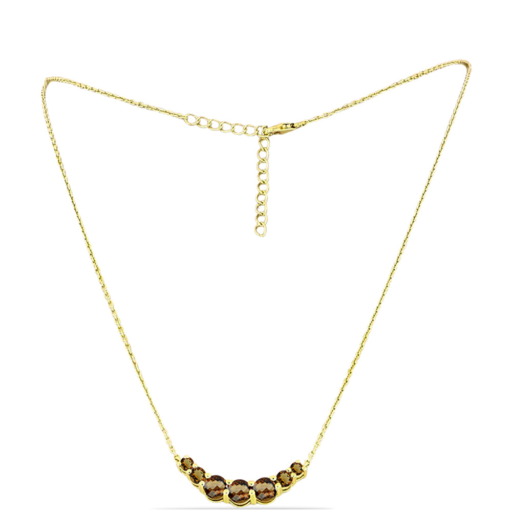 Collar de Plata Bañada en Oro con Cuarzo Coñac 1 