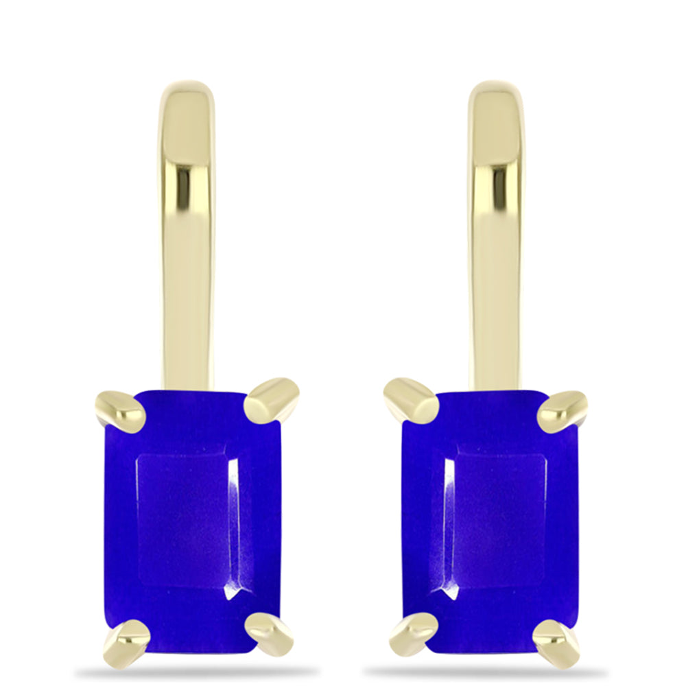 Pendientes de Plata Bañada en Oro con Ágata azul